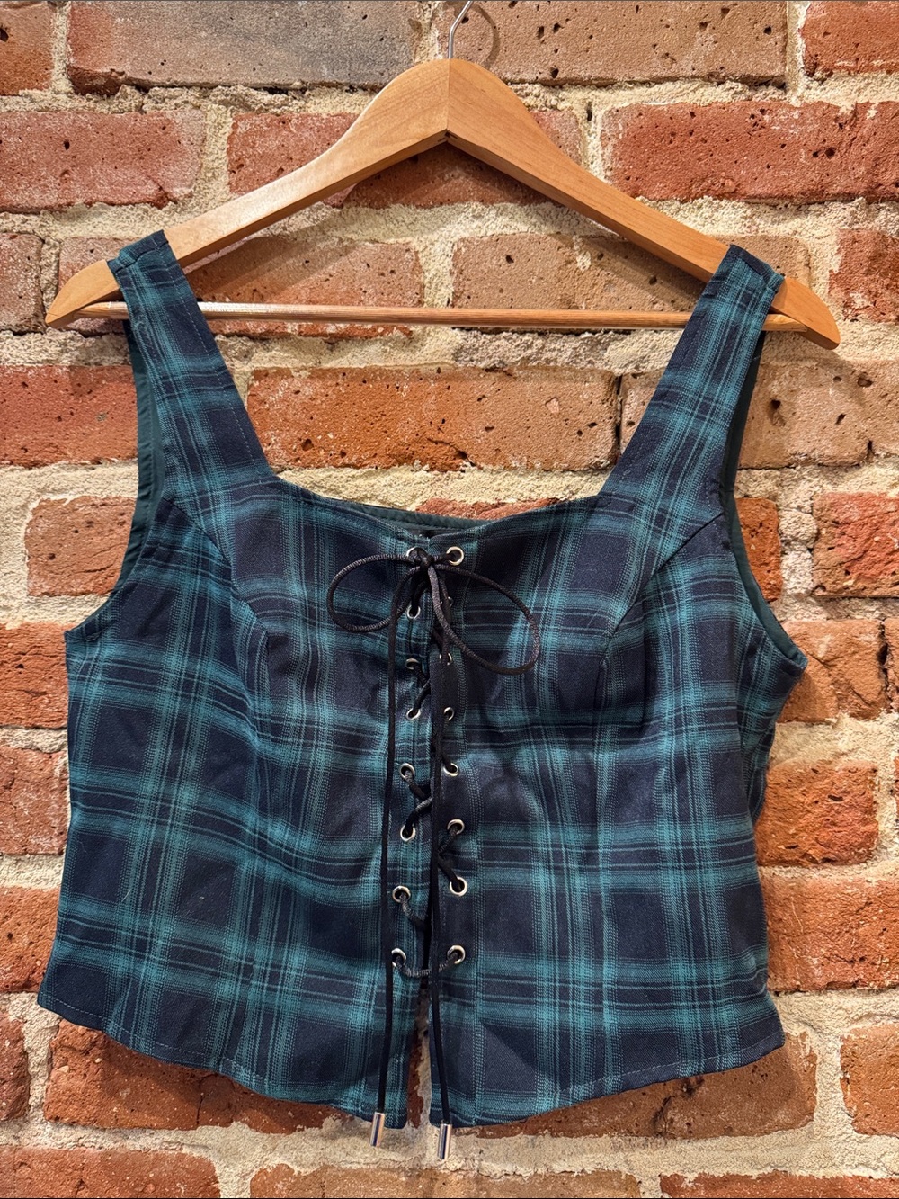 Lace-Up Plaid Corset Top